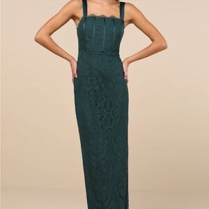 Classy Emerald Green Lace Maxi Dresss